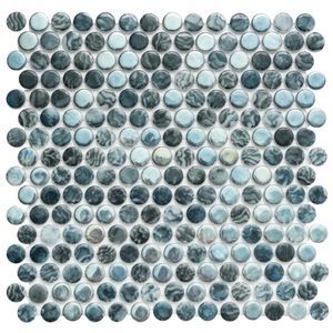 Eterna Penny Arrecife Iridis Grey Recycled Glass Shiny Mosaic