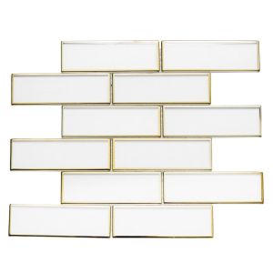 White With Gold Glass Glossy Mosaic