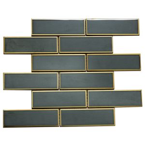 Black With Gold Glass Shiny Mosaic