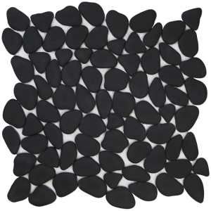 Pure Black Pebbles Matte Mosaic 2